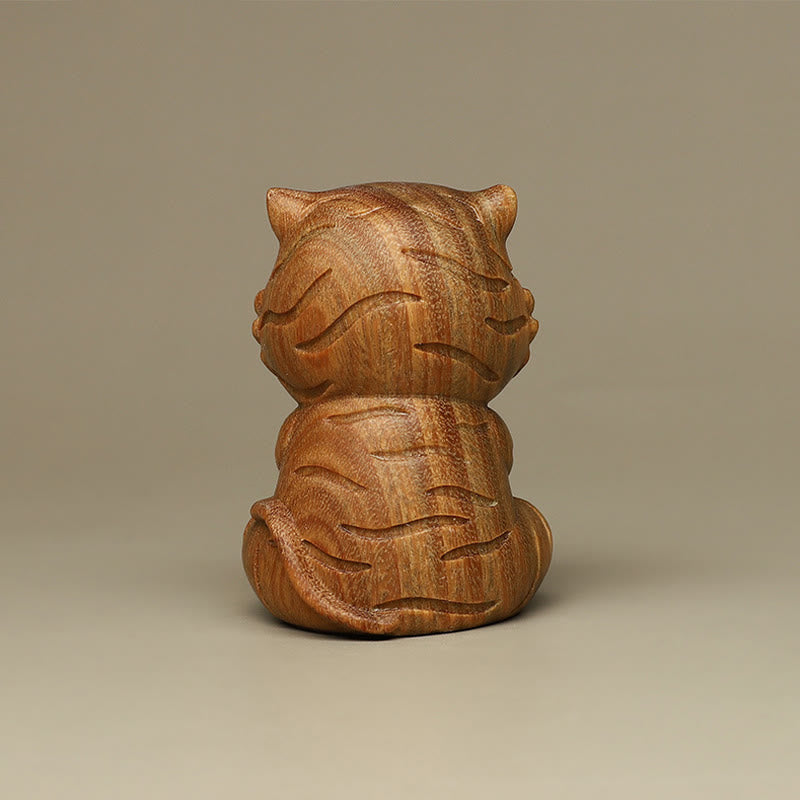 Décoration de bureau Tigre en bois de santal vert | Énergie positive