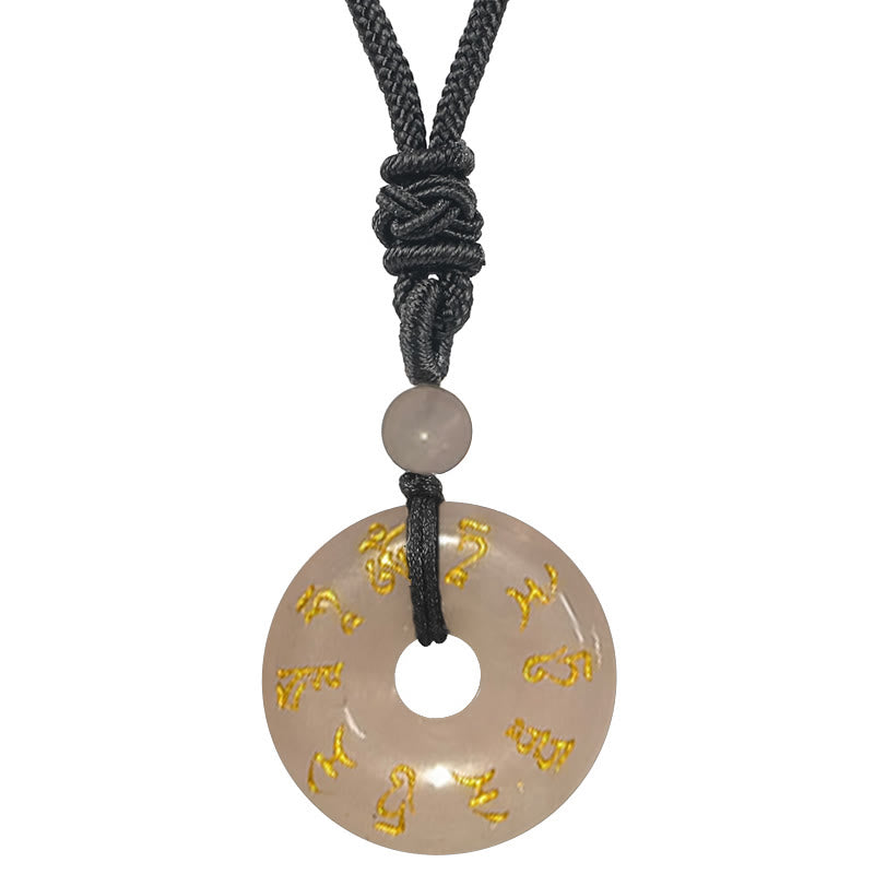 Collier pendentif en obsidienne noire avec mantra de Tara verte