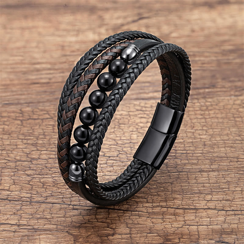Bracelet en cuir positif œil de tigre vert 16-18 cm