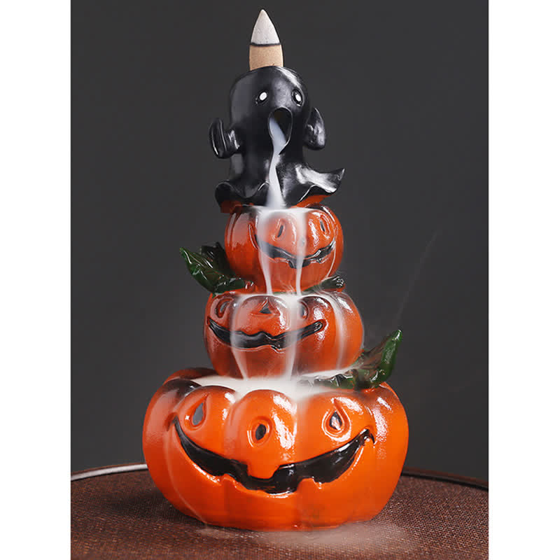 Brûleur d'encens à reflux en résine en forme de citrouille d'Halloween