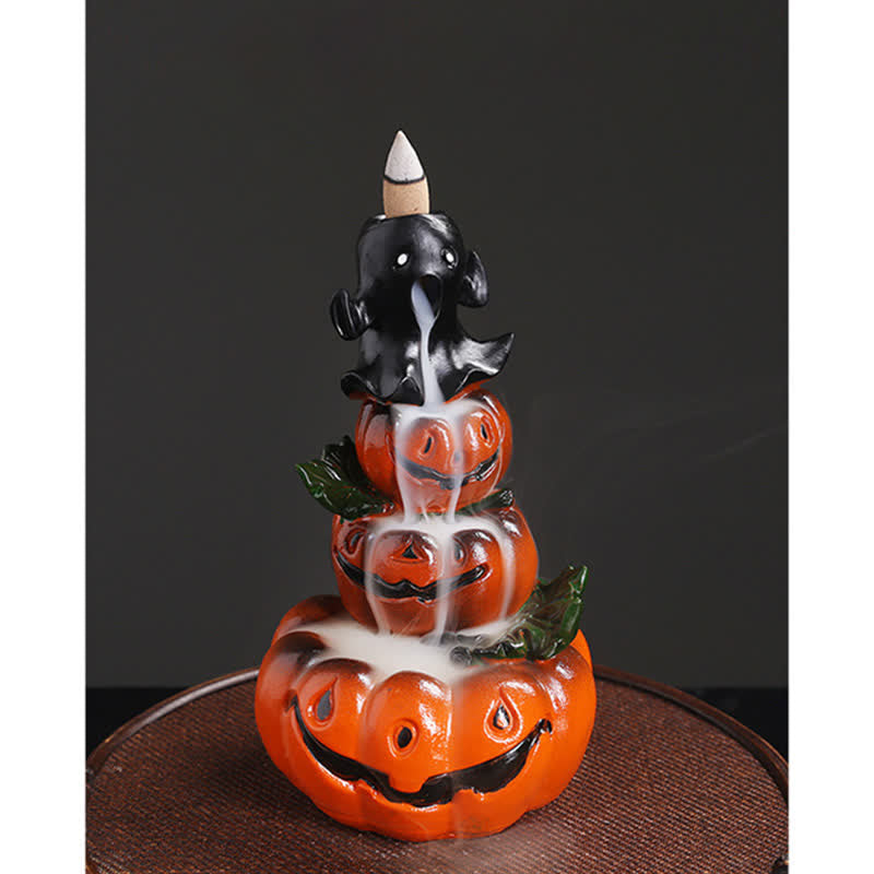 Brûleur d'encens à reflux en résine en forme de citrouille d'Halloween