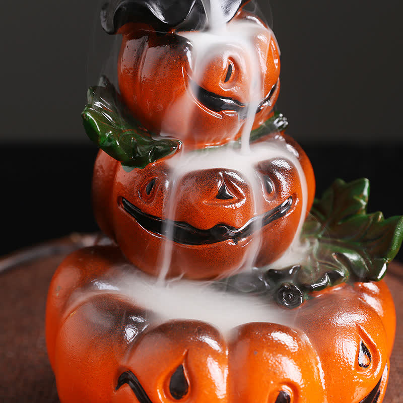 Brûleur d'encens à reflux en résine en forme de citrouille d'Halloween