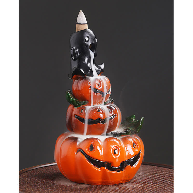 Brûleur d'encens à reflux en résine en forme de citrouille d'Halloween