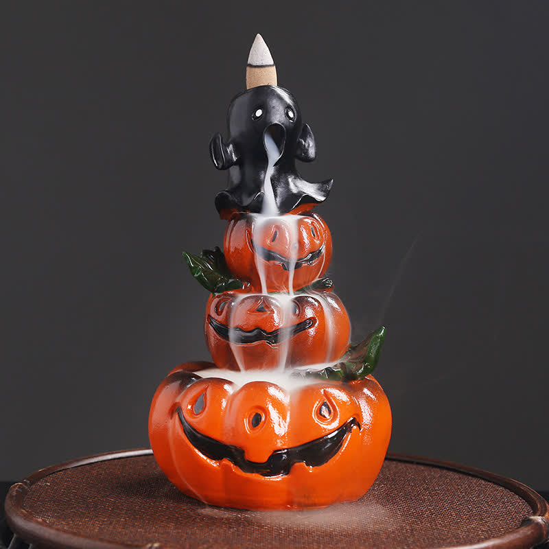 Brûleur d'encens à reflux en résine en forme de citrouille d'Halloween