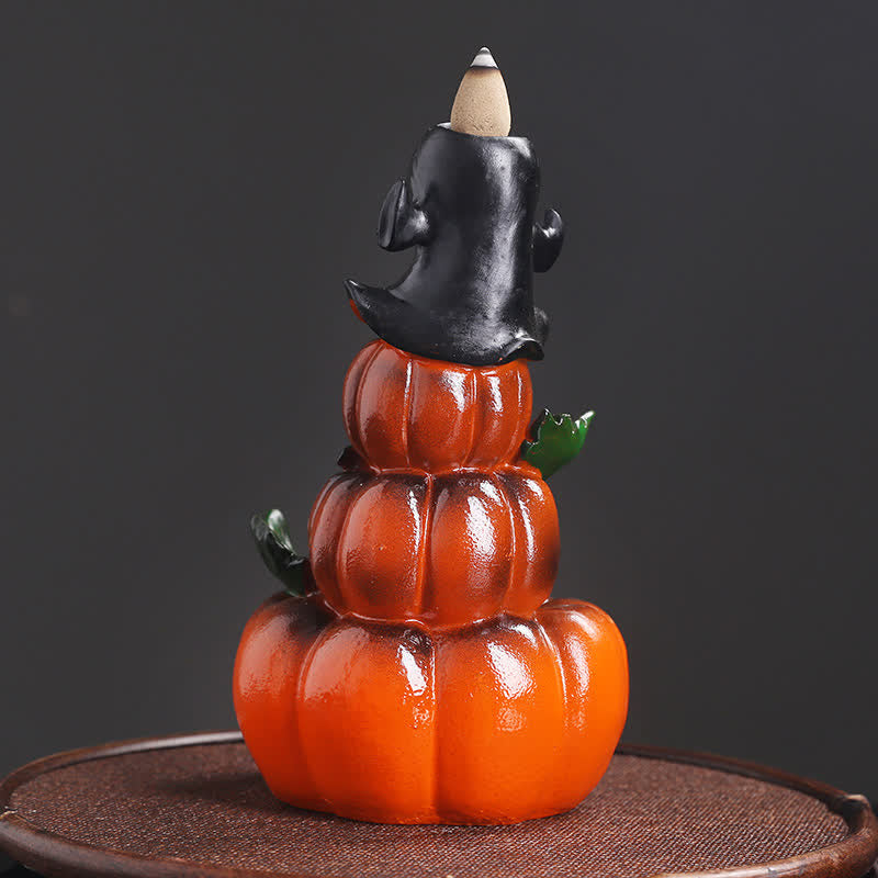 Brûleur d'encens à reflux en résine en forme de citrouille d'Halloween