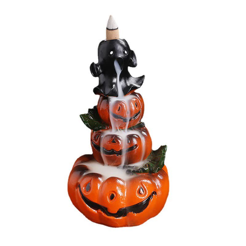 Brûleur d'encens à reflux en résine en forme de citrouille d'Halloween