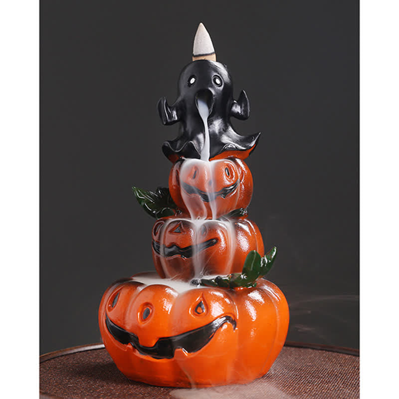 Brûleur d'encens à reflux en résine en forme de citrouille d'Halloween