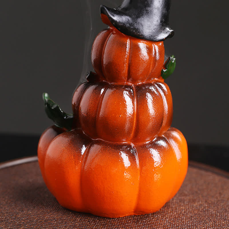 Brûleur d'encens à reflux en résine en forme de citrouille d'Halloween