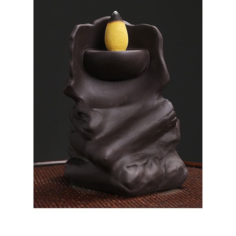 Brûleur d'encens en argile violette en forme de tête de mort pour Halloween 11,3 cm