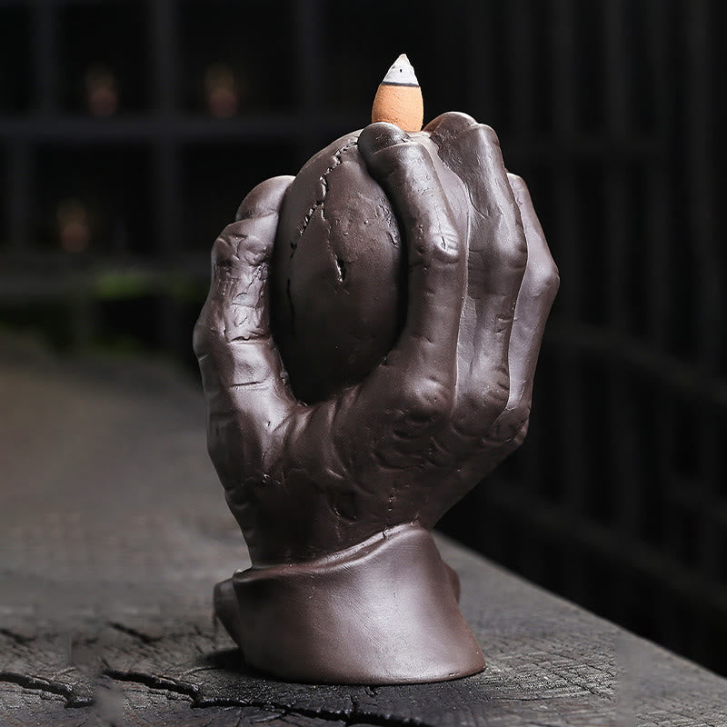 Brûleur d'encens spirituel en argile violette en forme de crâne d'Halloween