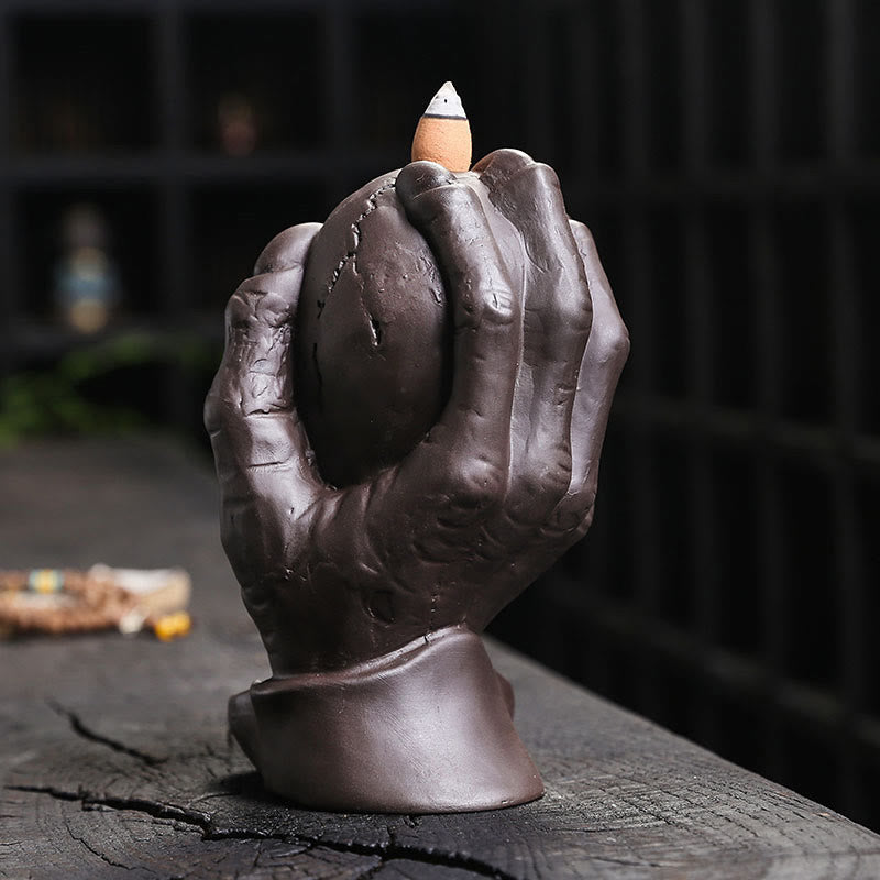 Brûleur d'encens spirituel en argile violette en forme de crâne d'Halloween