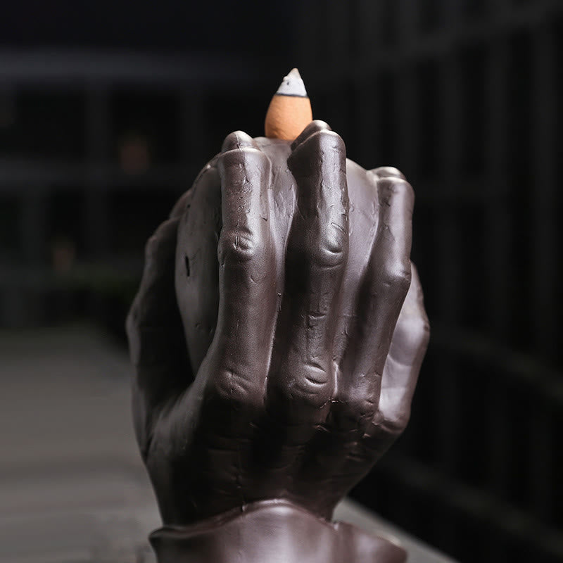 Brûleur d'encens spirituel en argile violette en forme de crâne d'Halloween