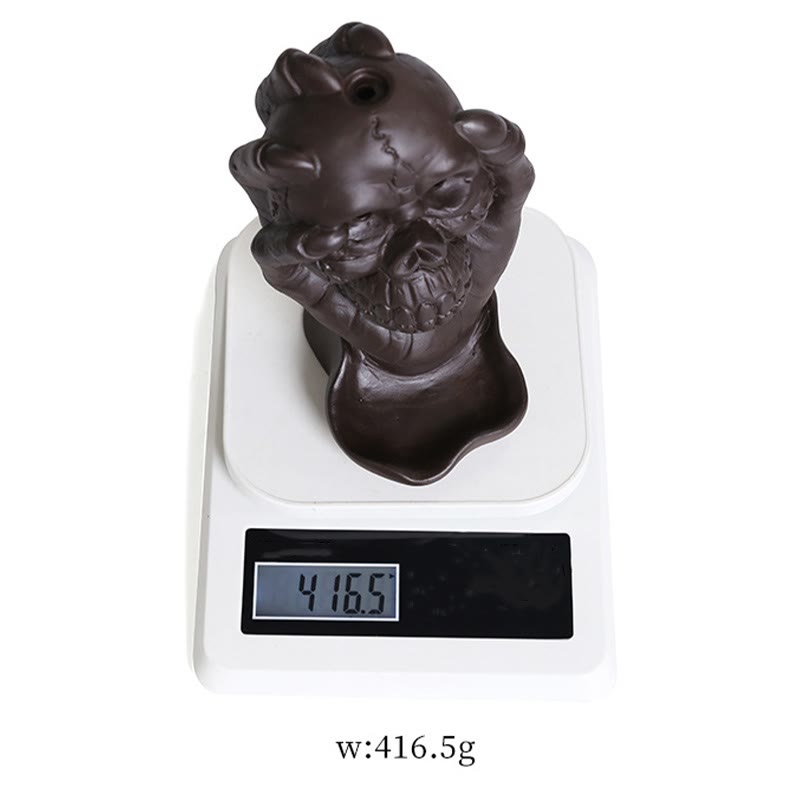 Brûleur d'encens spirituel en argile violette en forme de crâne d'Halloween