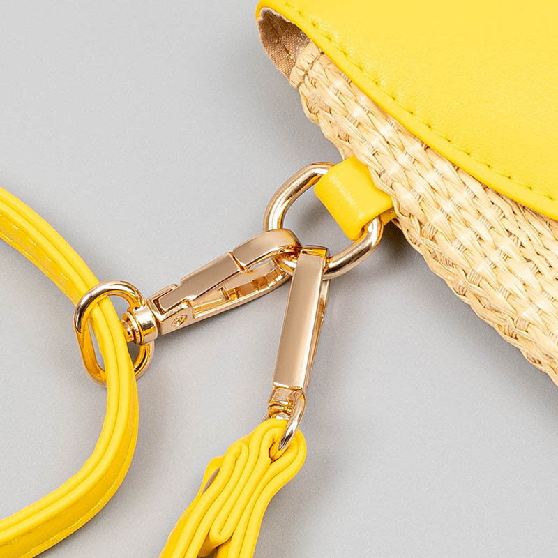 Sac bandoulière en paille Hamsa avec motifs éléphants et fleurs