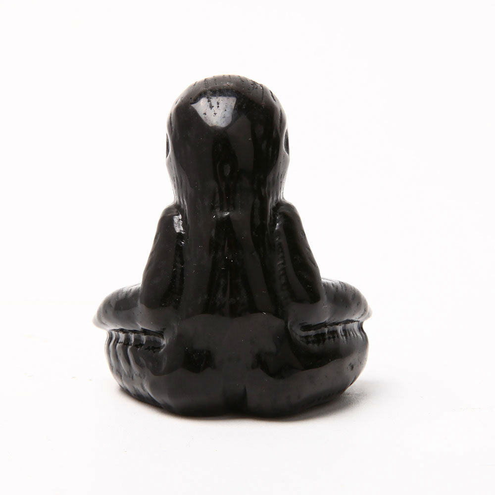 Hand Carved Black Obsidian Sloth Crystal Figurine 2.55 inch