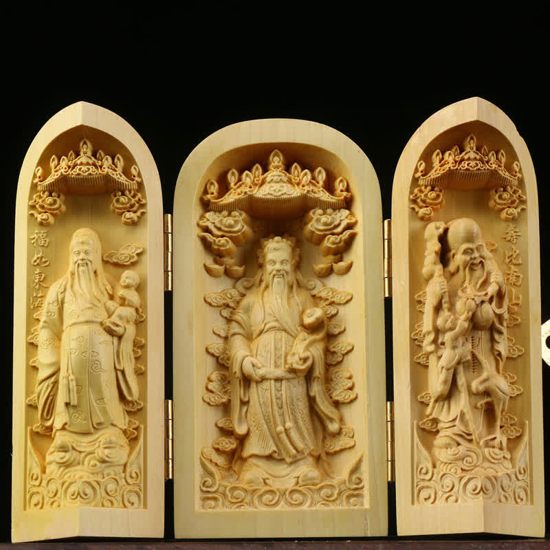 Autel de la Sérénité en buis sculpté à la main | Autel de prière portable