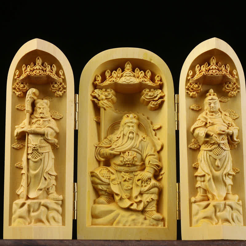 Autel de la Sérénité en buis sculpté à la main | Autel de prière portable