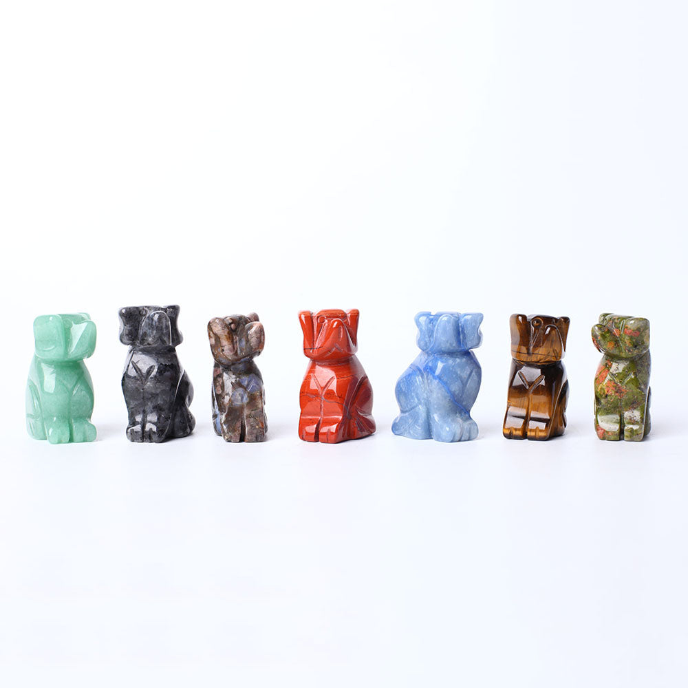 Hand Carved Polished Crystal Dog Figurine 1.5 Inch