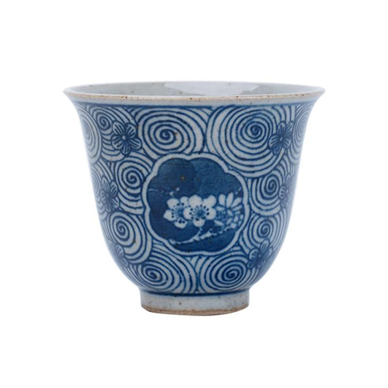 Tasse à thé en céramique de lotus en porcelaine bleue et blanche peinte à la main 100 ml