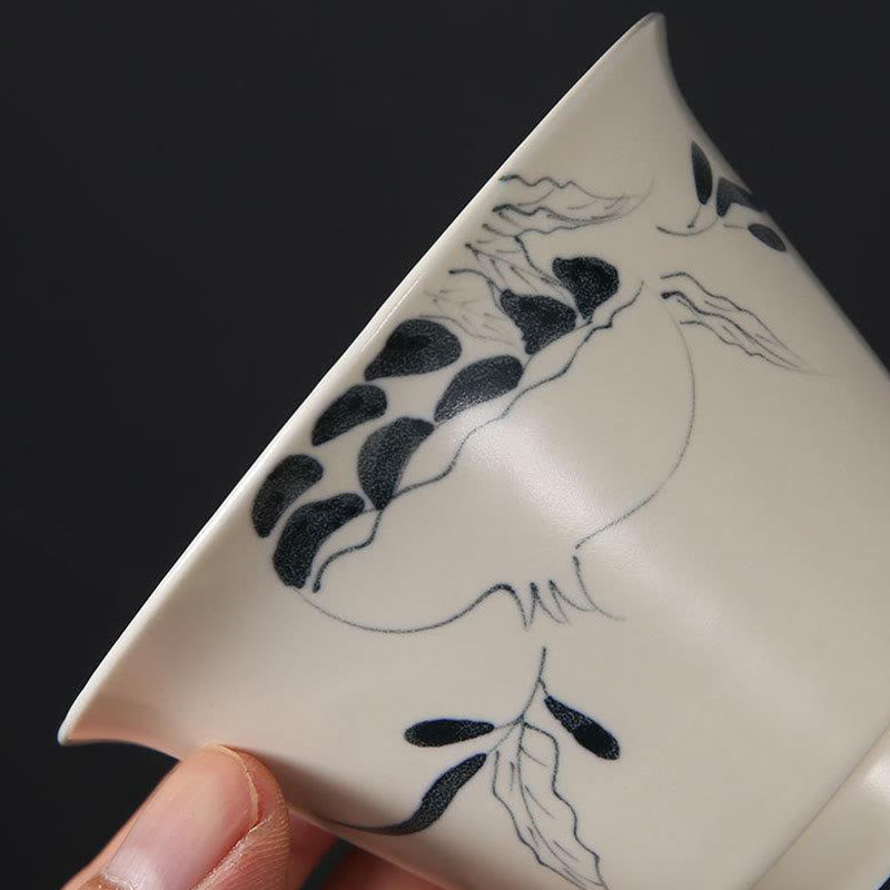 Tasse à thé Gaiwan en céramique peinte à la main avec couvercle 200 ml | Décor Zen