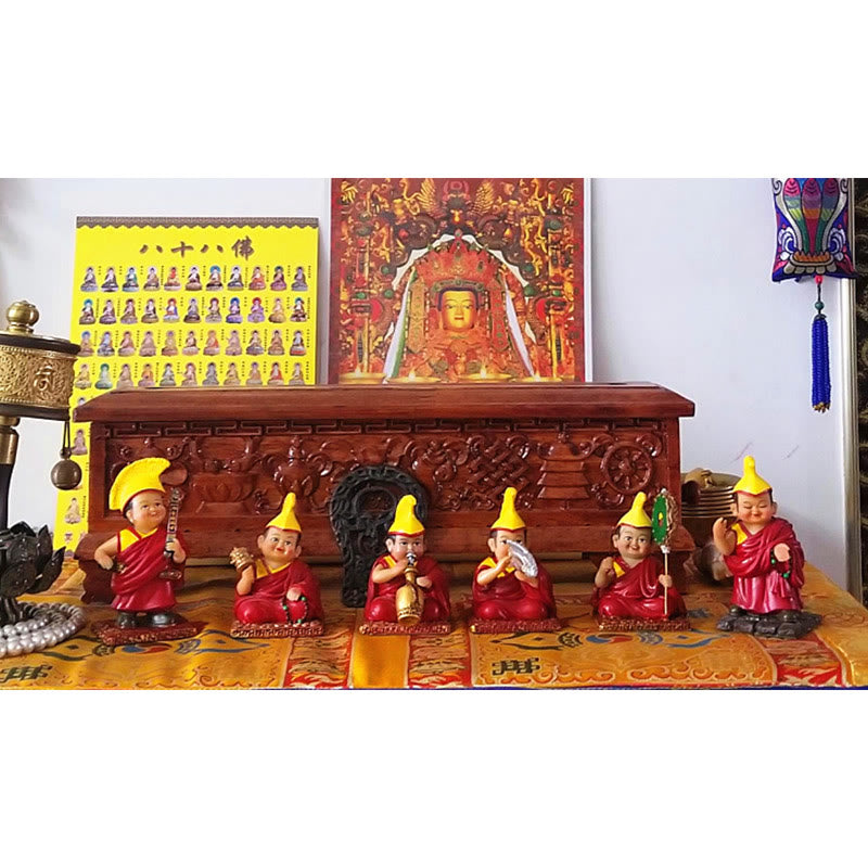 Figurines de lamas tibétains peintes à la main | Statues spirituelles en résine