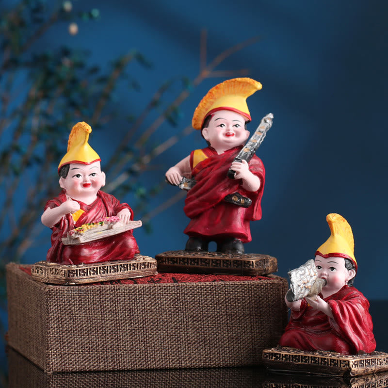 Figurines de lamas tibétains peintes à la main | Statues spirituelles en résine