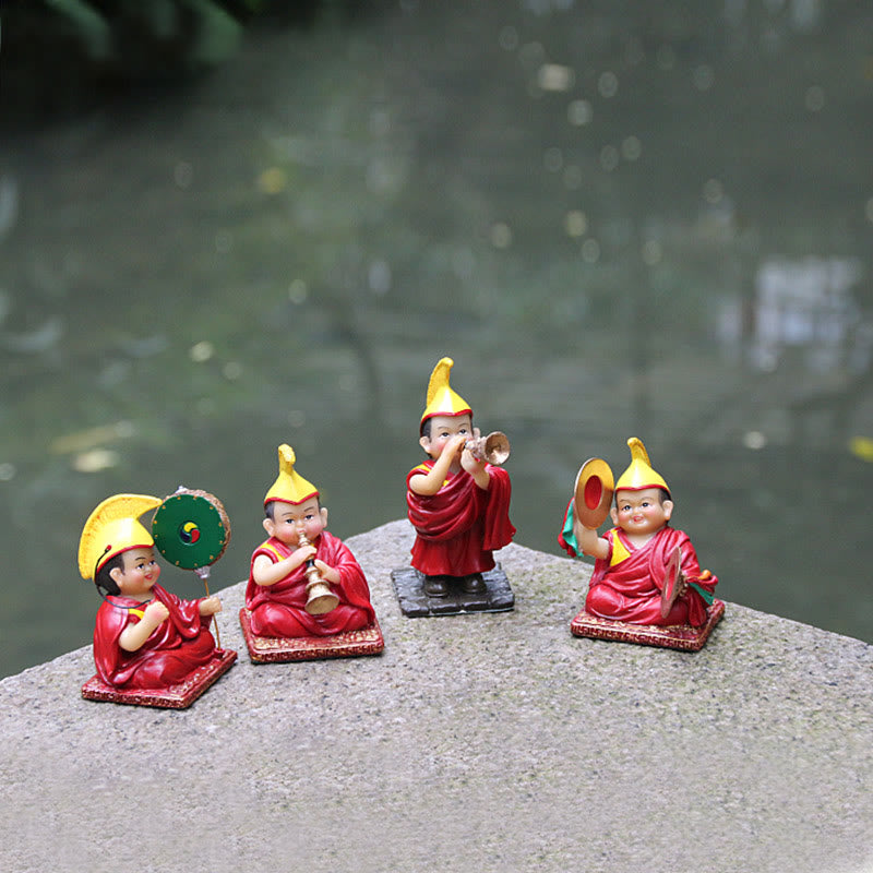Figurines de lamas tibétains peintes à la main | Statues spirituelles en résine