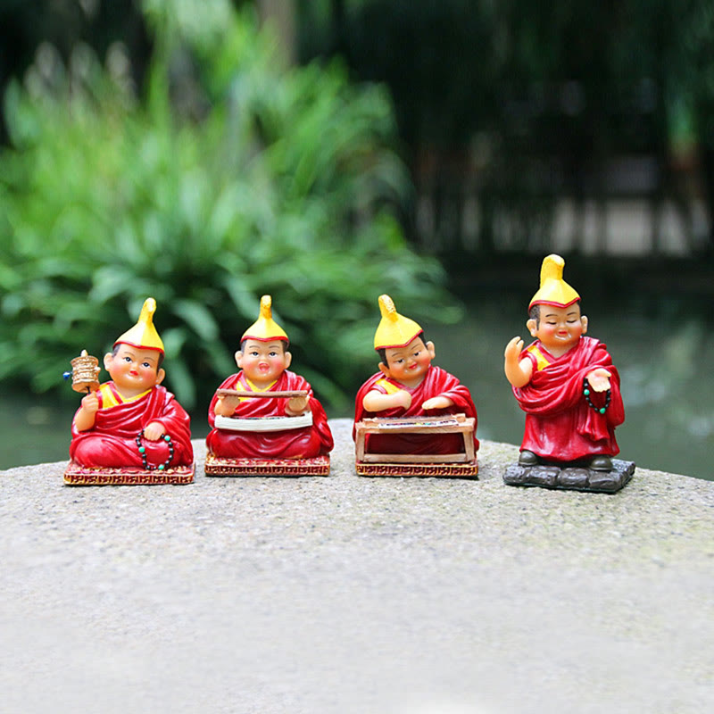 Figurines de lamas tibétains peintes à la main | Statues spirituelles en résine