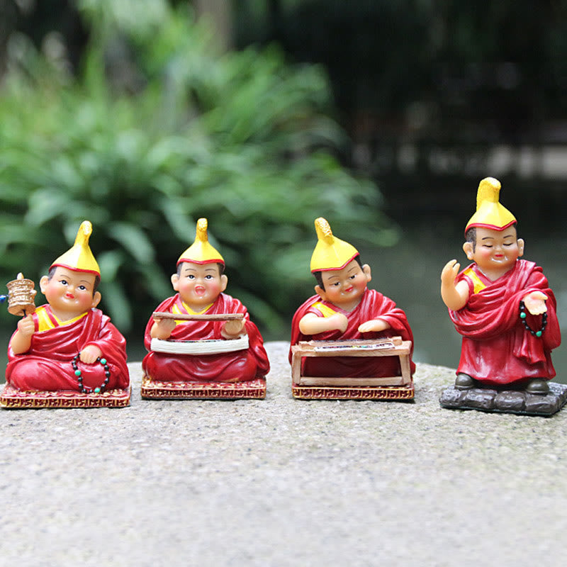 Figurines de lamas tibétains peintes à la main | Statues spirituelles en résine