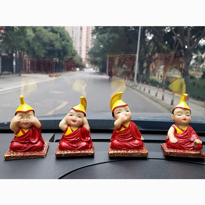 Figurines de lamas tibétains peintes à la main | Statues spirituelles en résine