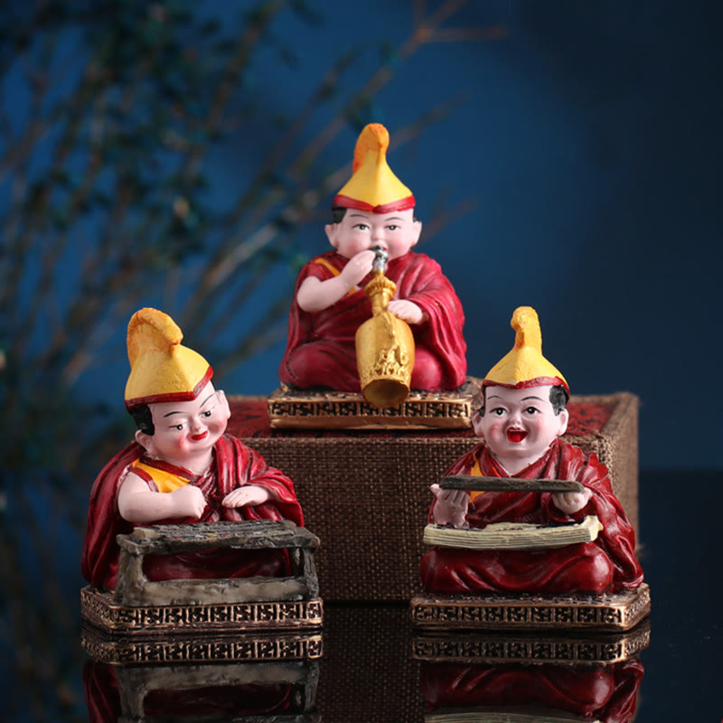 Figurines de lamas tibétains peintes à la main | Statues spirituelles en résine