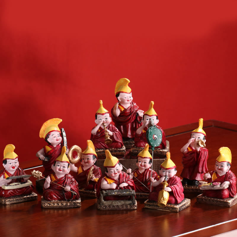 Figurines de lamas tibétains peintes à la main | Statues spirituelles en résine