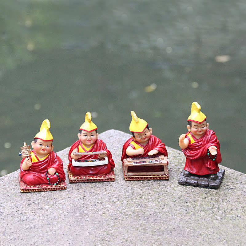 Figurines de lamas tibétains peintes à la main | Statues spirituelles en résine