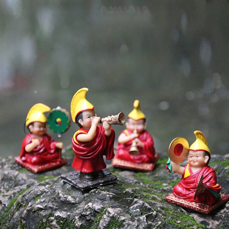 Figurines de lamas tibétains peintes à la main | Statues spirituelles en résine