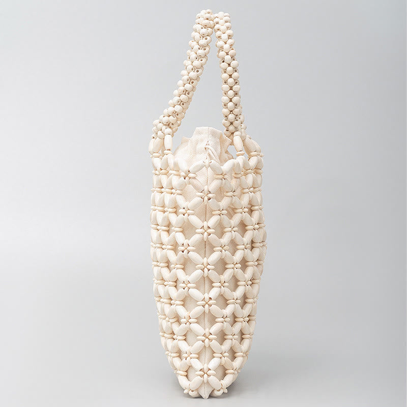 Sac à bijoux spirituel en perles de bois losangées tissées à la main