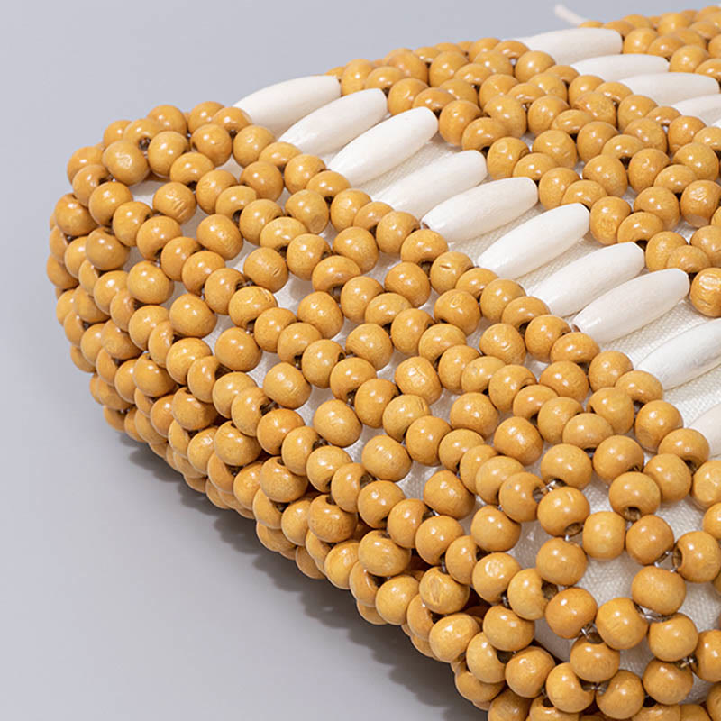 Sac à bandoulière en perles rondes de bois tissées à la main | Accessoire spirituel