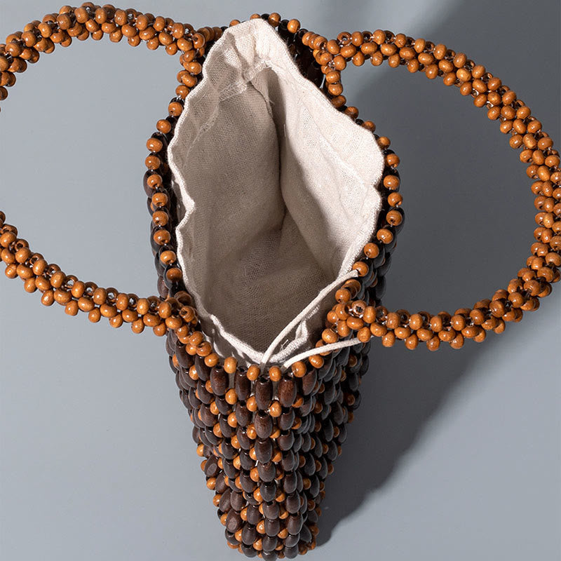 Sac à main en perles de bois tissées à la main - Sac spirituel bohème