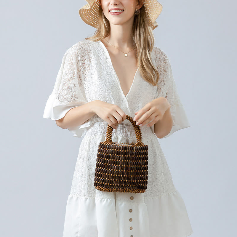 Sac à main en perles de bois tissées à la main - Sac spirituel bohème