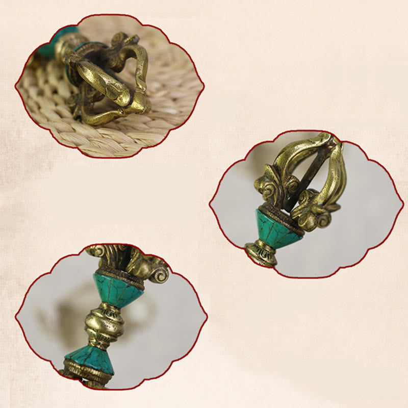 Vajra Dorje tibétain à cinq griffes en cuivre fabriqué à la main pour l'illumination