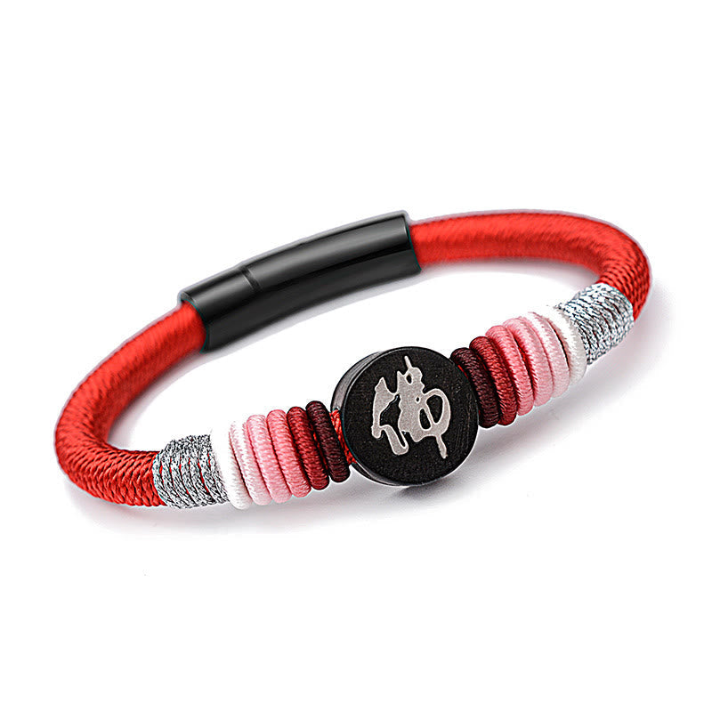 Bracelet Bouddha en ébène fait main avec cordon rouge | Protection