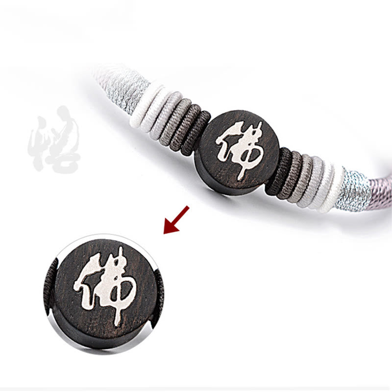 Bracelet Bouddha en ébène fait main avec cordon rouge | Protection