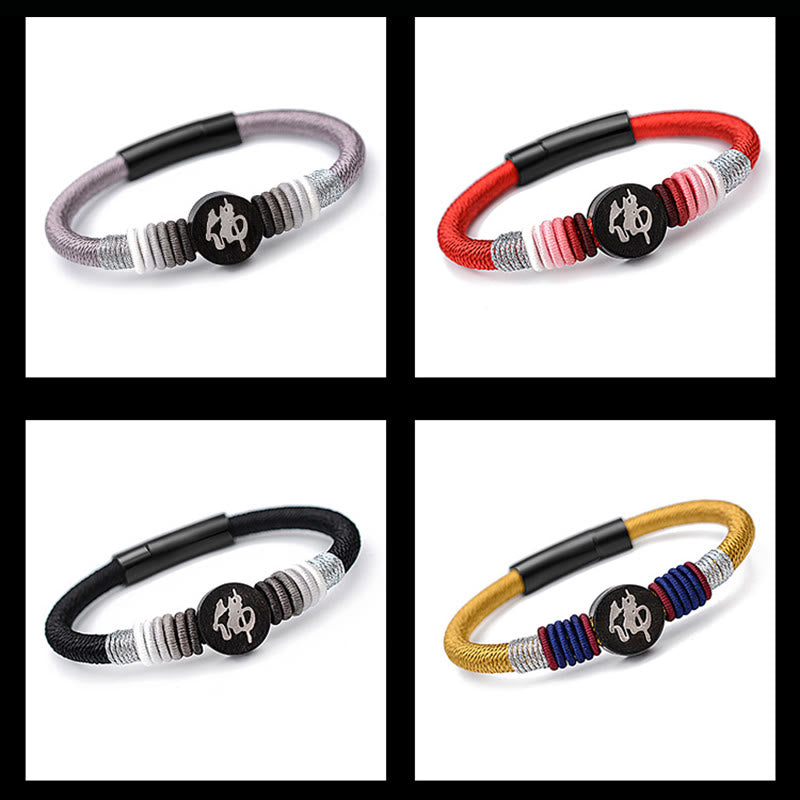 Bracelet Bouddha en ébène fait main avec cordon rouge | Protection