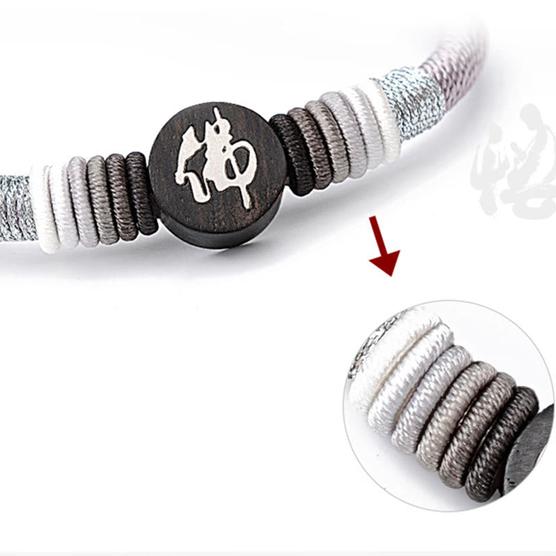 Bracelet Bouddha en ébène fait main avec cordon rouge | Protection