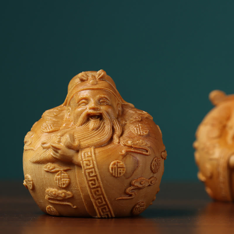 Décoration Feng Shui artisanale en bois miniature à trois étoiles pour la prospérité