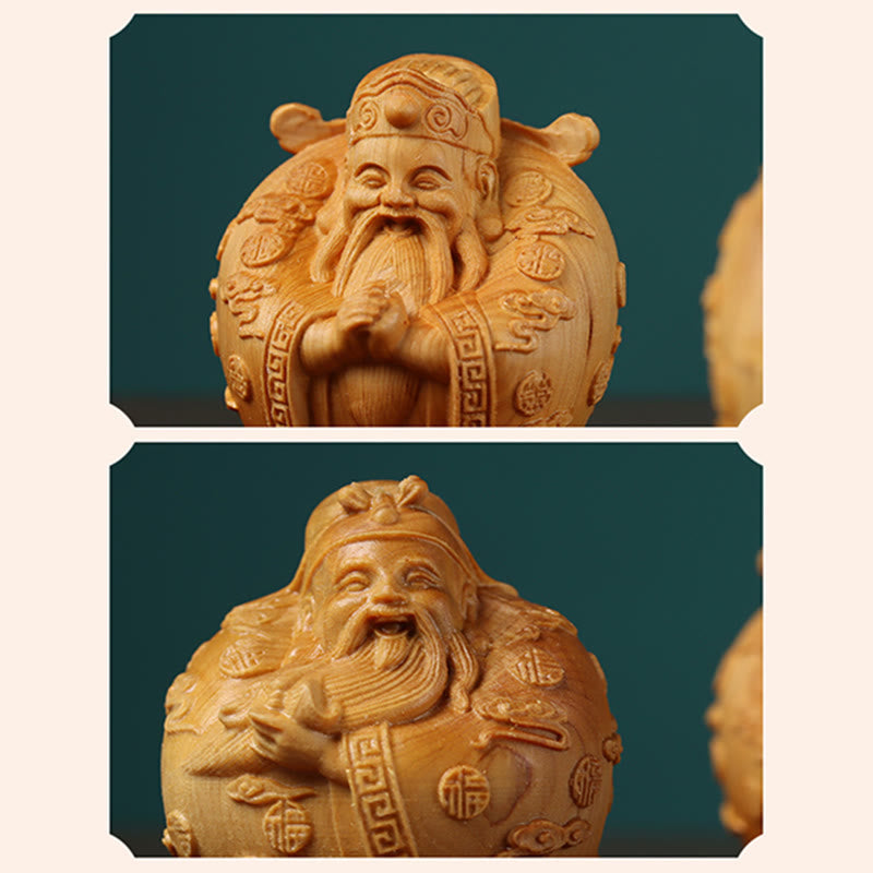 Décoration Feng Shui artisanale en bois miniature à trois étoiles pour la prospérité
