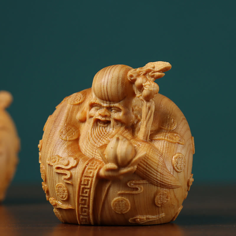 Décoration Feng Shui artisanale en bois miniature à trois étoiles pour la prospérité