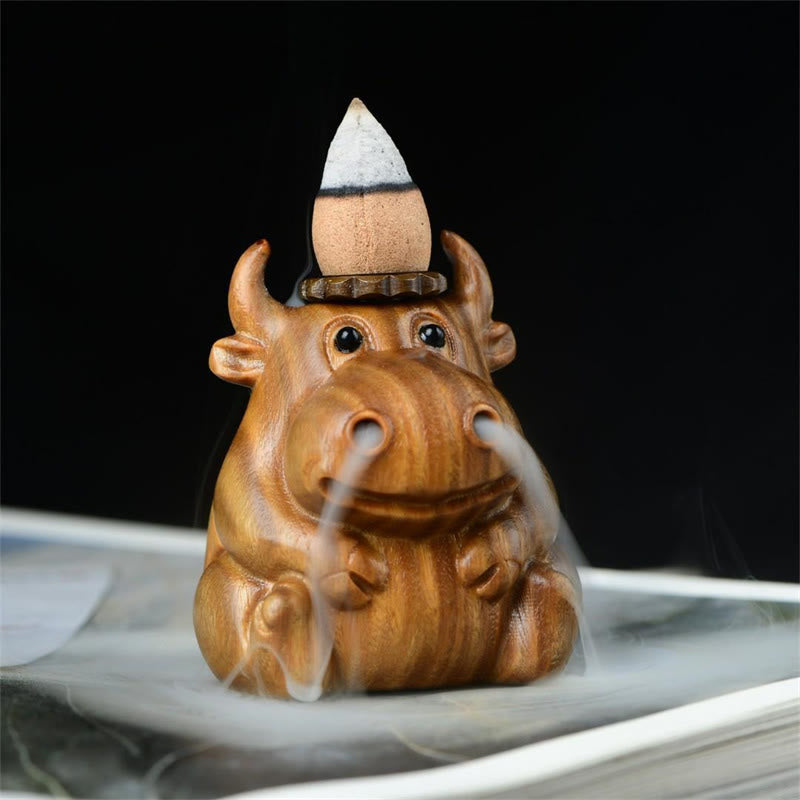 Brûle-encens artisanal en bois de santal vert de veau 55 mm