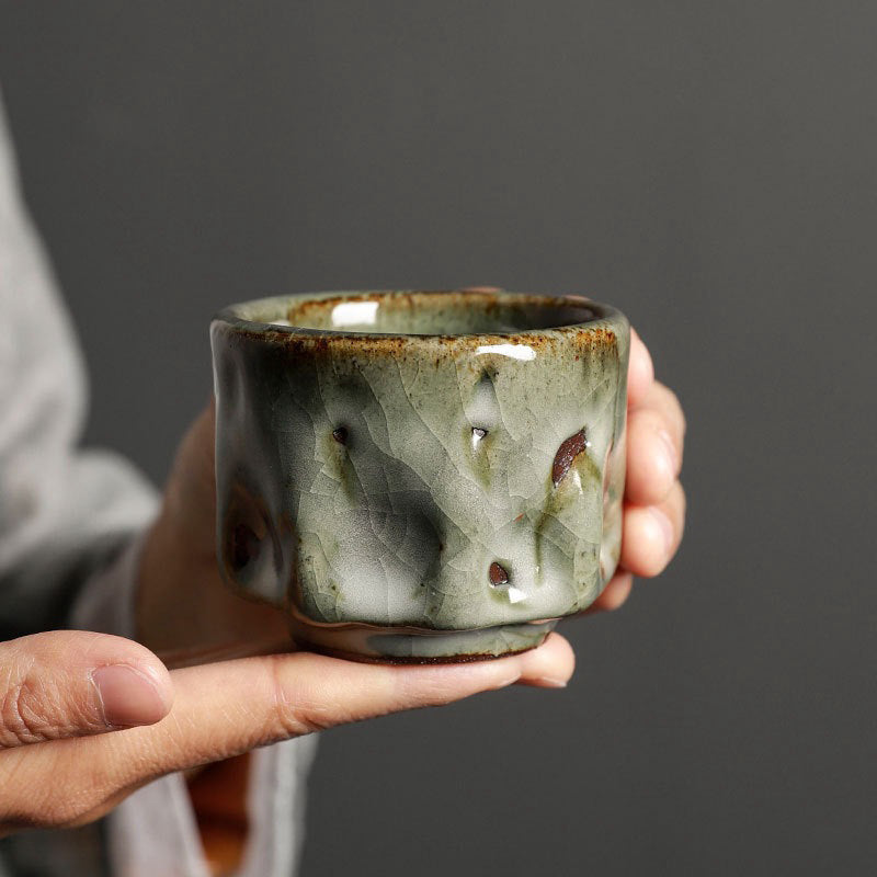 Tasse à thé en céramique Jianzhan fabriquée à la main 110 ml avec texture de glace craquelée