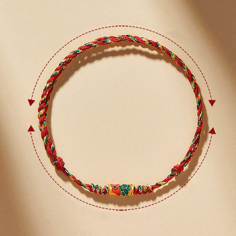 Bracelet tressé artisanal en forme de poisson koï, richesse et prospérité