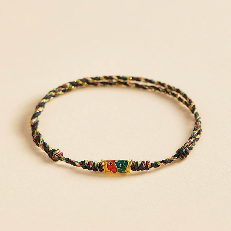 Bracelet tressé artisanal en forme de poisson koï, richesse et prospérité